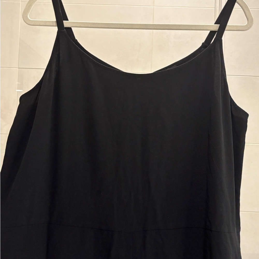 EILEEN FISHER Cami Jumpsuit- Black Viscose Crepe Sleeveless Wide Leg Minimalist - Picture 13 of 15
